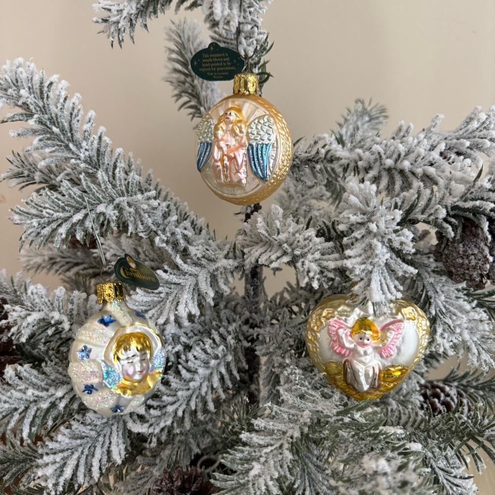 Christborn Blown Glass Set Of 3 Christmas Xmas Tree Ornamen Vintage Retro